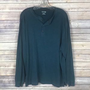 St. John's Bay Long Sleeve Polo Shirt Blue XL